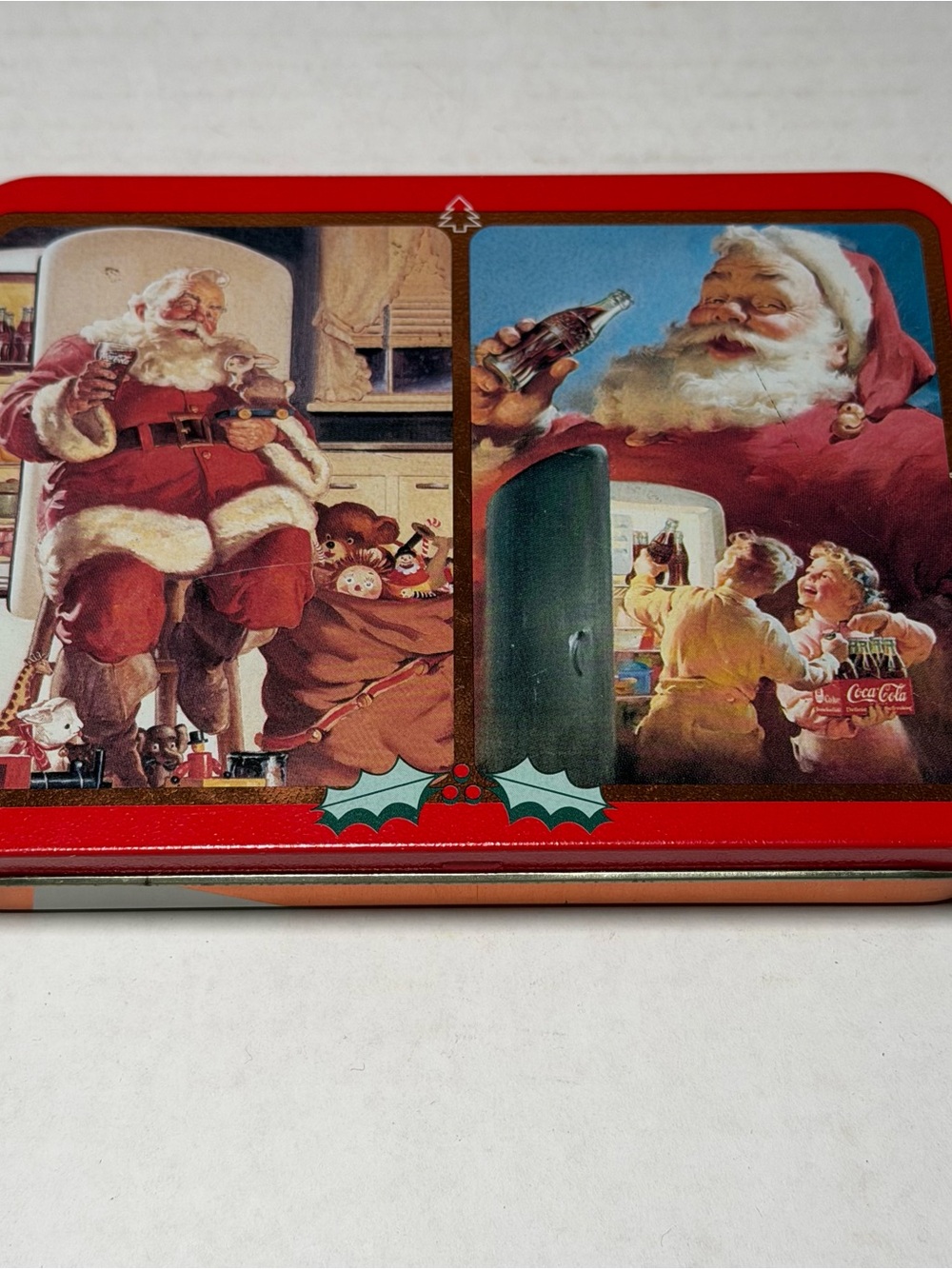 Vintage Coca Cola Christmas Playing Cards 2 Decks + Tin 1995